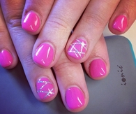 Pink metallic strip nails