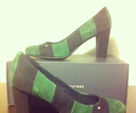 Green striped pumps 