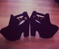 Black suede wedges