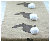Burlap bunny table runner