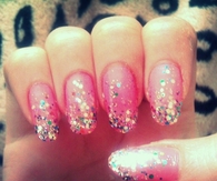 Colorful glitter sparkle pink nails