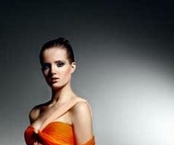 Beautiful Orange and Cream Evening Dress