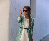 Glitter Blazer over Mini White Dress