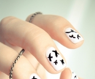 White nails with black birds