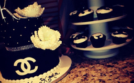 Chanel cake and cupcakes