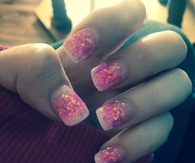 Pink glittery nails