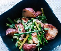 Roasted red skin potato salad with asparagus and celery