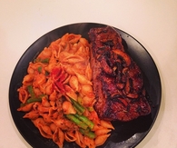 Steak and pasta