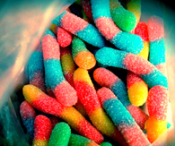 Sour gummy worms