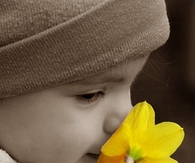 Smelling flowers
