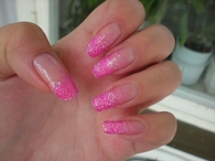 Glitter pink nails