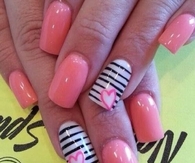 Pink manicured stripe nails