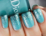 Blue dior glitter nails