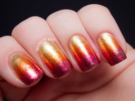 Sunset glitter nails
