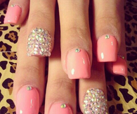 Pink studded nails