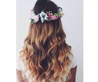 Floral crown with wavy hair