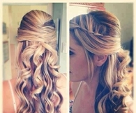 Honey blonde curly hair