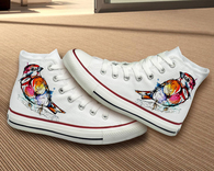 Hand Painted Unique Bird Design Converse Shoes