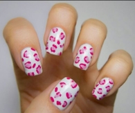 Pink cheetah print nails