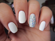 White glitter nails