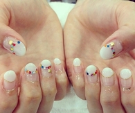 French tip colorful stud nails