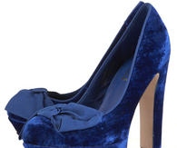 Blue Velvet Pumps with Bows