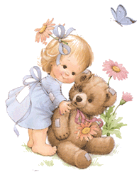 Hugging her Teddy