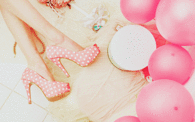 Pink Pumps with White Poka Dots