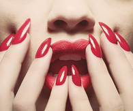 Stiletto Red Nails and lips