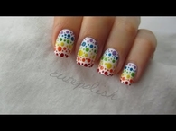 Rainbow polka dot nails