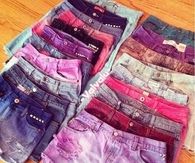 colorful jean shorts