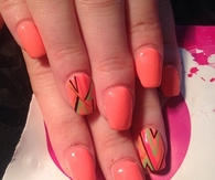 Neon coral gel extensions