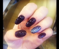 Purple sparkly nail art