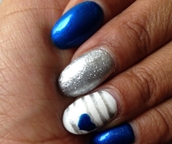 Blue silver and white