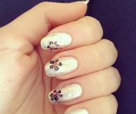 Silver floral nails