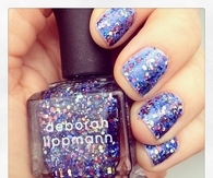 Blue colorful glitter nails