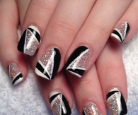 Black and white glitter nails