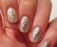 Nude and glitter simple nails