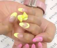 Pink and yellow nails