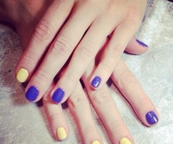 Yellow and purple nails
