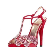 Red High Heeled Sandals