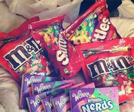 Skittles, nerds and m&ms