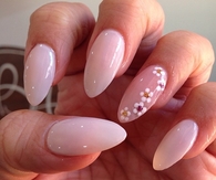 Nude floral stiletto nails