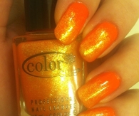 Orange sparkle gradient nails