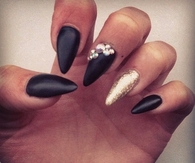 Black matte and gold nails