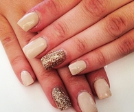 Nude and golden nails
