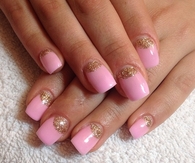 Glitter gold and pink nails