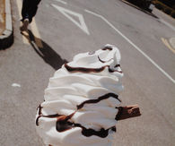 Vanilla ice cream with chocolate syrup