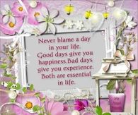 Never blame a day in your life...