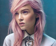 Pink messy hairstyle